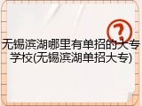 无锡滨湖哪里有单招的大专学校(无锡滨湖单招大专)