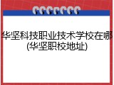 华坚科技职业技术学校在哪(华坚职校地址)