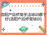 洛阳产后修复手法培训哪个好(洛阳产后修复培训)