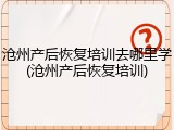 沧州产后恢复培训去哪里学(沧州产后恢复培训)