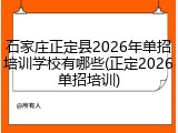 石家庄正定县2026年单招培训学校有哪些(正定2026单招培训)