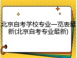 北京自考学校专业一览表最新(北京自考专业最新)