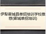 伊犁霍城县单招培训学校推荐(霍城单招培训)