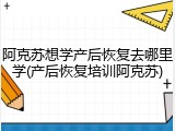 阿克苏想学产后恢复去哪里学(产后恢复培训阿克苏)