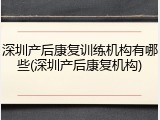 深圳产后康复训练机构有哪些(深圳产后康复机构)