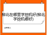 柳北在哪里学挖机好(柳北学挖机哪好)
