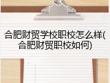 合肥财贸学校职校怎么样(合肥财贸职校如何)