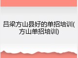 吕梁方山县好的单招培训(方山单招培训)