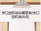 京口挖机培训哪里有(京口挖机培训点)