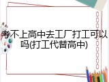 考不上高中去工厂打工可以吗(打工代替高中)