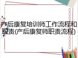 产后康复培训师工作流程和职责(产后康复师职责流程)