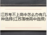 江苏考不上高中怎么办有几种选择(江苏落榜高中选择)