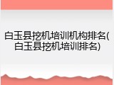 白玉县挖机培训机构排名(白玉县挖机培训排名)