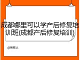 成都哪里可以学产后修复培训班(成都产后修复培训)