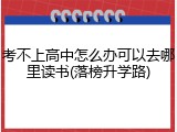考不上高中怎么办可以去哪里读书(落榜升学路)