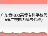 广东省电力高等专科学校代码(广东电力高专代码)