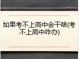 如果考不上高中会干啥(考不上高中咋办)