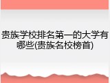 贵族学校排名第一的大学有哪些(贵族名校榜首)