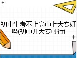 初中生考不上高中上大专好吗(初中升大专可行)