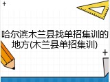 哈尔滨木兰县找单招集训的地方(木兰县单招集训)