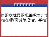信阳商城县正规单招培训学校在哪(商城单招培训学校)