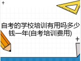 自考的学校培训有用吗多少钱一年(自考培训费用)