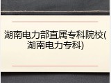 湖南电力部直属专科院校(湖南电力专科)