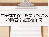 西宁城中农业职高学校怎么样啊(西宁农职校如何)
