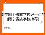 南宁哪个贵族学校好一点的(南宁贵族学校推荐)