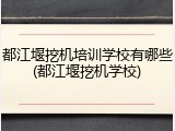 都江堰挖机培训学校有哪些(都江堰挖机学校)