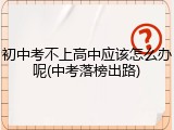 初中考不上高中应该怎么办呢(中考落榜出路)