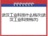 武汉工业科技什么档次(武汉工业科技档次)