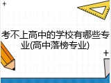 考不上高中的学校有哪些专业(高中落榜专业)