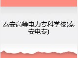 泰安高等电力专科学校(泰安电专)