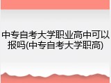 中专自考大学职业高中可以报吗(中专自考大学职高)