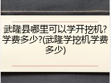 武隆县哪里可以学开挖机?学费多少?(武隆学挖机学费多少)