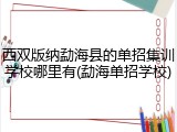 西双版纳勐海县的单招集训学校哪里有(勐海单招学校)
