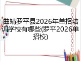 曲靖罗平县2026年单招培训学校有哪些(罗平2026单招校)