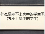 什么是考不上高中的学生呢(考不上高中的学生)