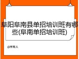 阜阳阜南县单招培训班有哪些(阜南单招培训班)
