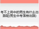 考不上高中的男生有什么出路呢(男生中考落榜出路)