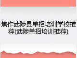 焦作武陟县单招培训学校推荐(武陟单招培训推荐)