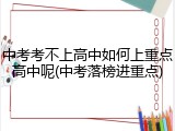 中考考不上高中如何上重点高中呢(中考落榜进重点)