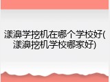漾濞学挖机在哪个学校好(漾濞挖机学校哪家好)