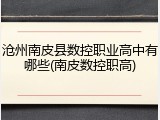 沧州南皮县数控职业高中有哪些(南皮数控职高)
