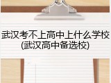 武汉考不上高中上什么学校(武汉高中备选校)