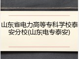 山东省电力高等专科学校泰安分校(山东电专泰安)