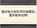 重庆电力专科学校有哪些(重庆电专名单)