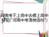 河南考不上高中去哪上高中好呢("河南中考落榜选校")