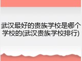 武汉最好的贵族学校是哪个学校的(武汉贵族学校排行)